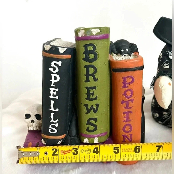 Halloween Gnome Shelf Sitter and Four Book Potion Spells Brews Skull Plaster - Picture 10 of 13